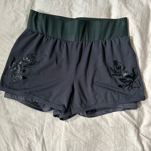 Fabletics dark gray/green athletic shorts - size medium